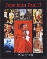Grenada 2008 ark 6082-87 ** Jan Paweł II Papież