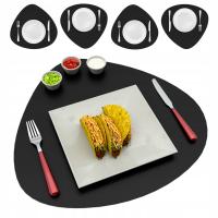 НАБОР 4X ШАЙБА СТОЛ ТАРЕЛКУ ЧЕРНАЯ КОЖА 40x38