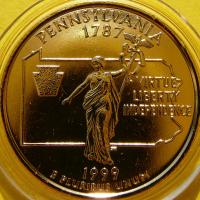 QUARTER $ USA 1999 D PENNSYLVANIA WOLNOŚĆ NIEPODLEGŁOŚĆ
