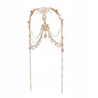 Purple Crystal Beads Long Chains Tassel Opal Crown Tiara Super Fairy Bride