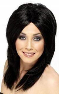 Fryzura Długie gładkie Włosy Czarne Peruka Peruki