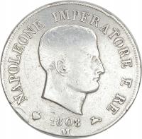 16.hy.KRÓL.WŁOCH, NAPOLEON I, 5 LIRÓW 1808 M