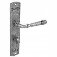 Komplet Klamek DOMINO LOFT Nikiel Antyczny z blokadą WC Rozstaw 72 Wnętrz