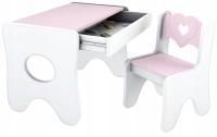 Журнальный столик и стульчик с выдвижным ящиком разных цветов