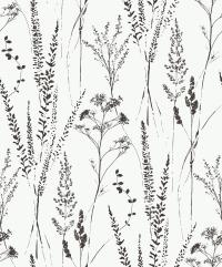 Бело-черный луг, травы, цветы, травы - обои для рабочего стола-Grandeco
