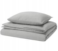 IKEA GROVSNARJA Komplet pościeli 150x200 50x60 flanela szary melanż