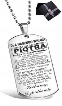 PREZENT DLA NASZEGO WNUKA NASZYJNIK GRAWER IMIĘ GRATIS PUDEŁKO G432