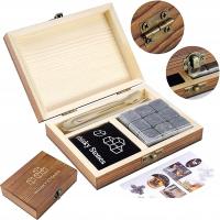 KAMIENIE DO WHISKY ZESTAW GRANIT DREWNIANE PUDEŁKO NA PREZENT DLA FACETA 9x