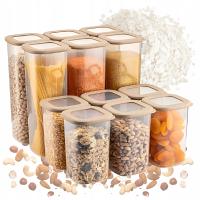 Plastikowe pojemniki na żywność Zestaw pojemników 12szt Beż 6x 2L + 6x 1,2L