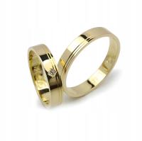 ZŁOTE OBRĄCZKI ŚLUBNE Z CYRKONIĄ - 4MM - GRAWER - DOBRA CENA L044-333