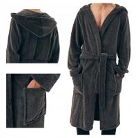 HENDERSON Szlafrok męski ciepły z kapturem wiązany Mild 43012 szary L