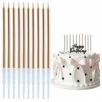 Świeczki Urodzinowe Ozdoby na Tort 10szt złote Dekoracje Urodziny Party