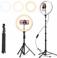 LAMPA LED PIERŚCIENIOWA 3000K-6000K 12 CALI ROZKŁADANY STATYW