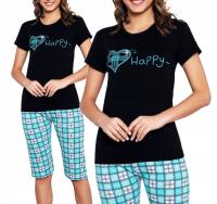 Женская хлопковая пижама с красивым принтом, удобные брюки 3/4 L