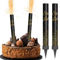 FONTANNA Tortowa Raca na Tort czarna napis Sto Lat 12cm 2szt Urodziny 1-99