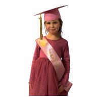 Biret różowy + złoty frędzel + brelok 2025 + szarfa 2025 różowa DLA DZIECKA