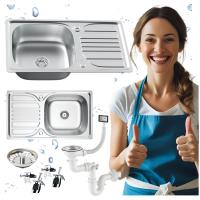 ZLEW KUCHENNY Zlewozmywak Stalowy INOX 76x43 Jednokomorowy Wpuszczany Blat