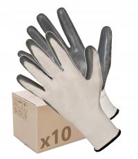 Rękawice robocze nitrylowe RĘKAWICZKI POWLEKANE NITRYLEM OLEJOODPORNE x10