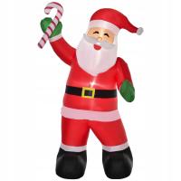 Фигура надувной Санта-Клаус с сахарной тростью 243 см