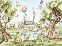 Fototapeta flizelinowa Dziecięca Las Zwierzątka Miś Sarenka Leśne 350x260cm