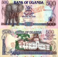 # UGANDA - 500 SZYLINGÓW - 1991 - P-33s - UNC WZÓR
