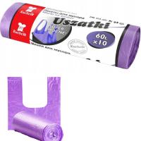 Worki na śmieci USZATKI Super MOCNE fioletowe 60L 10SZT lawenda wytrzymałe