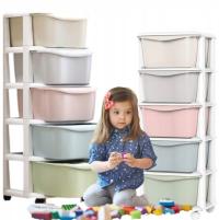 Пластиковый контейнер книжный шкаф корзина для игрушек ящики 5 полок на колесиках