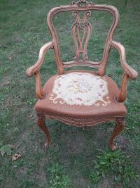 FOTEL Ludwikowski Tapicerowany Vintage Glamour Do Toaletki RZEŻBIONE