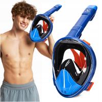Maska do nurkowania Tsunami pełnotwarzowa z rurką niebieska