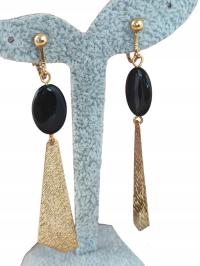 Klipsy długie wiszące złote geometryczne codzienne c73