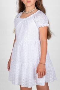 Платье белое из вышитого хлопка в стиле бохо R. 146 Польша