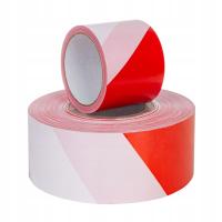 Taśma ostrzegawcza CZERWONO-BIAŁA bez kleju Folia ogrodzeniowa 100 mm/ 90 m