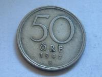 nr202 Szwecja Moneta 50 Ore 1947 SREBRO