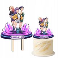 Topper Huntrix na tort urodzinowy dwustronny kolorowy personalizowany