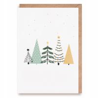Kartka na Boże Narodzenie Minimalistyczna z choinkami