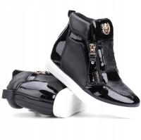 Кроссовки для девочек ботильоны черный скрытой танкетке