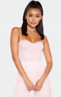 РОЗОВЫЙ СЕТЧАТЫЙ КОРСЕТ НА БРЕТЕЛЯХ С БЛЕСТКАМИ PRETTYLITTLETHING 32