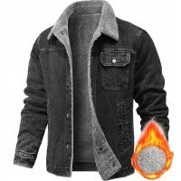 ZIMOWA KURTKA MĘSKA JESIENNA OCIEPLANA DŻINSEM KOŻUSZKIEM FUTERKIEM