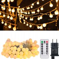 LAMPKI CHOINKOWE KULKI 200LED KULECZKI CIEPŁE ŚWIATŁO 27m - STAŁE ŚWIECENIE