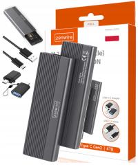 Obudowa Adapter Dysk SSD M2 NVMe PCIe 2W1 USB 3.2 Gen 2 USB-C Kieszeń m.2