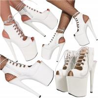 Эротические туфли белые каблуки на платформе для танцев на шесте EXOTIC 20 см R. 35