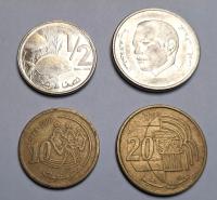 Maroko ,zestaw 4 monet 10,20 Santimat 1/2 Dirham , 1Ddirham , Stan obiegowy