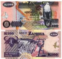 Banknot 100 KWACHA 2006 Zambia UNC