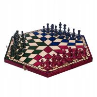 Шахматы для трех деревянных красочных больших 46 см Польша настольная игра набор