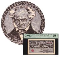 WMG Danzig Inflacja 500 Milionów Marek Schopenhauer 28b PMG 58 CAU 1923