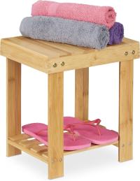 PODNÓŻEK TOALETOWY DREWNIANY NA NOGI DO ŁAZIENKI ELEGANCKI TABORET BAMBUS