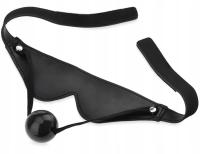 SKÓRZANA OPASKA NA OCZY Z KNEBLEM KNEBEL Z KULKĄ