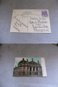 pocztówka LWÓW LEMBERG TEATR piękna kaligrafia KRESY WSCHODNIE 1909