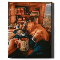 MALOWANIE PO NUMERACH Pies Obrazy Do Malowania Z RAMĄ 40x50 cm Oh Art