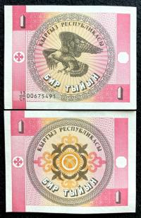 Banknot Kirginstan 1 Tyin 1993 UNC